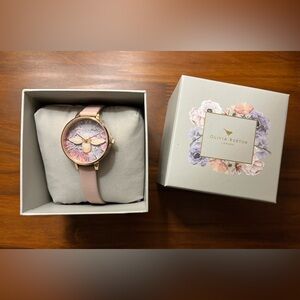 NWT Olivia Burton Watch 34mm British Blooms 3D Bee, Vegan Rose & Rose Gold